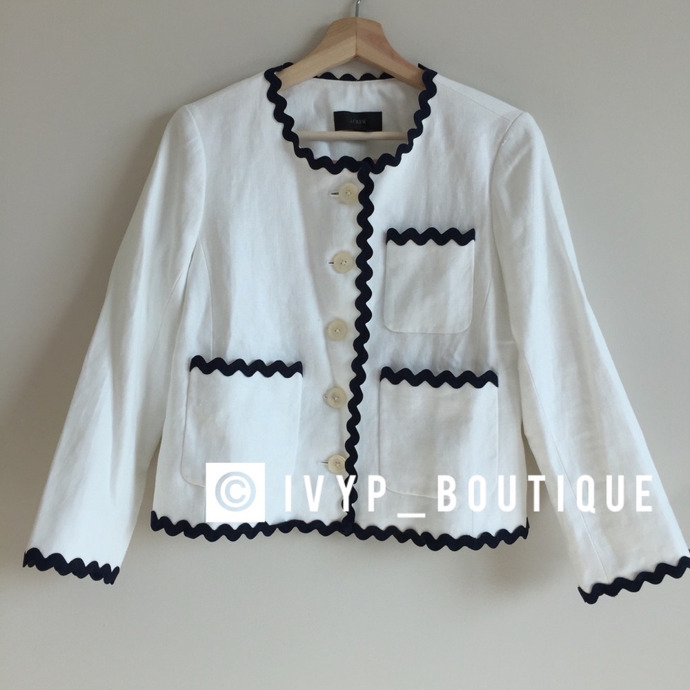 J.Crew Jacket With Rickrack Trim - Picture 2 of 8